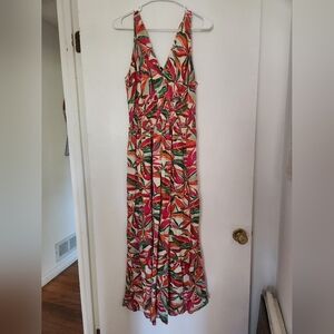 Tropical Print Maxi Dress By cassee's, Size Large